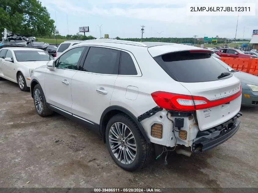 2018 Lincoln Mkx Reserve VIN: 2LMPJ6LR7JBL12311 Lot: 39496511