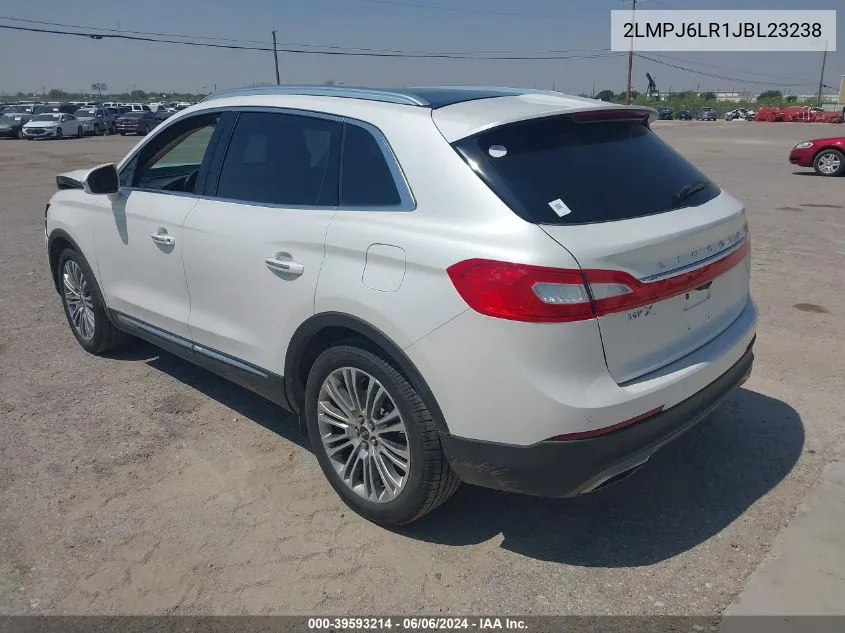 2018 Lincoln Mkx Reserve VIN: 2LMPJ6LR1JBL23238 Lot: 39593214