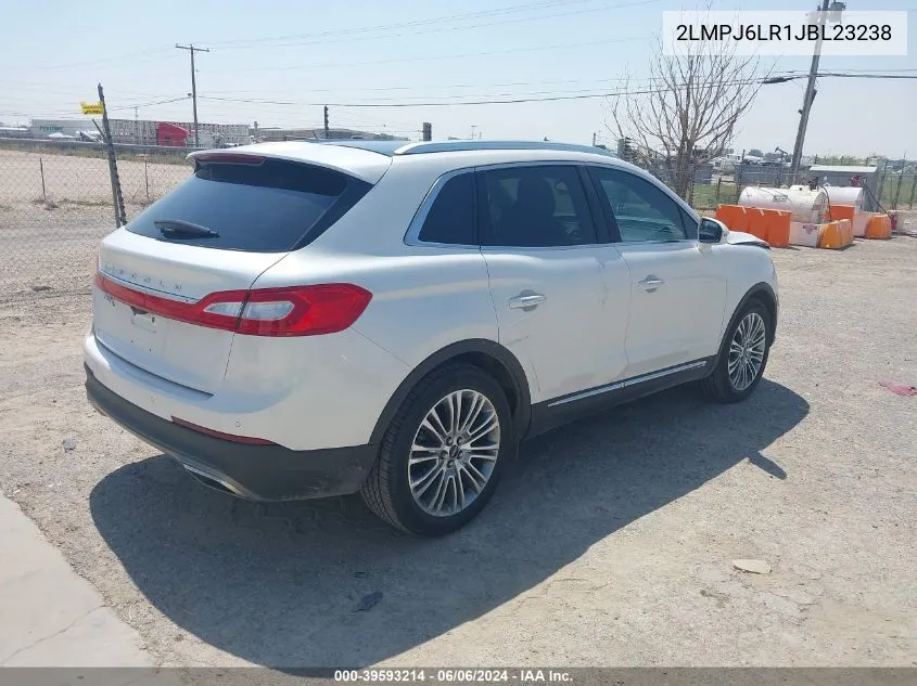 2018 Lincoln Mkx Reserve VIN: 2LMPJ6LR1JBL23238 Lot: 39593214