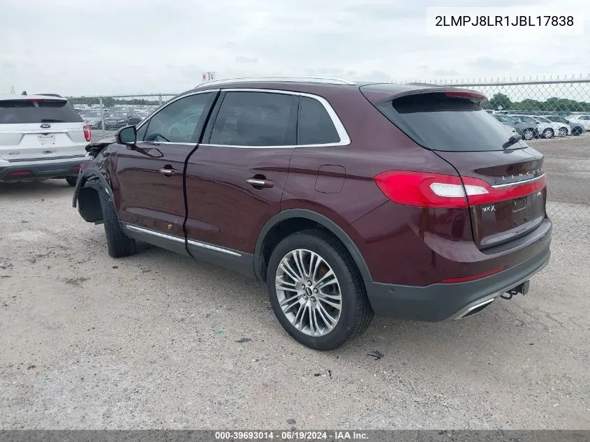 2LMPJ8LR1JBL17838 2018 Lincoln Mkx Reserve