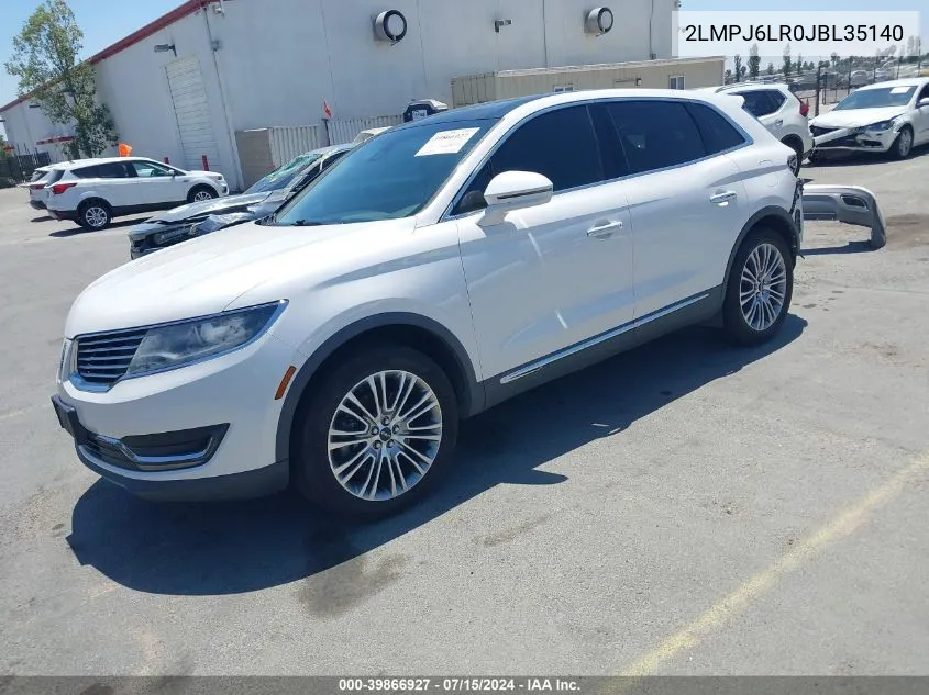 2018 Lincoln Mkx Reserve VIN: 2LMPJ6LR0JBL35140 Lot: 39866927