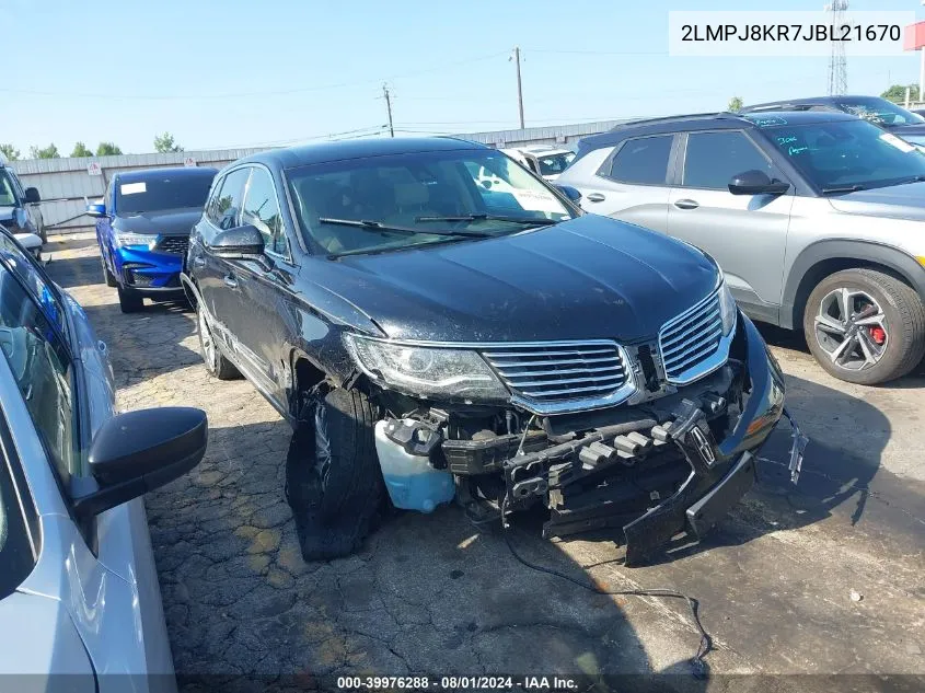 2LMPJ8KR7JBL21670 2018 Lincoln Mkx Select