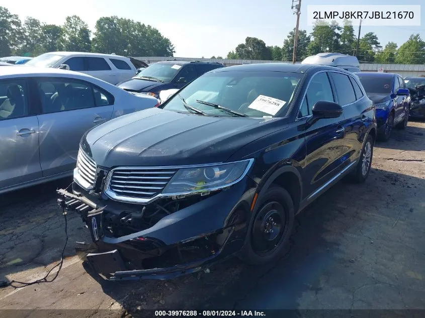 2018 Lincoln Mkx Select VIN: 2LMPJ8KR7JBL21670 Lot: 39976288