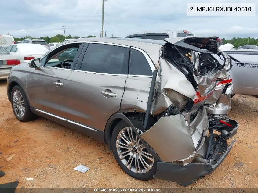 2LMPJ6LRXJBL40510 2018 Lincoln Mkx Reserve