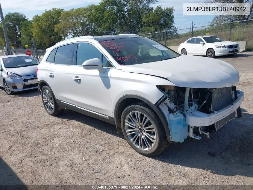 2018 Lincoln Mkx Reserve VIN: 2LMPJ8LR1JBL40942 Lot: 40185379