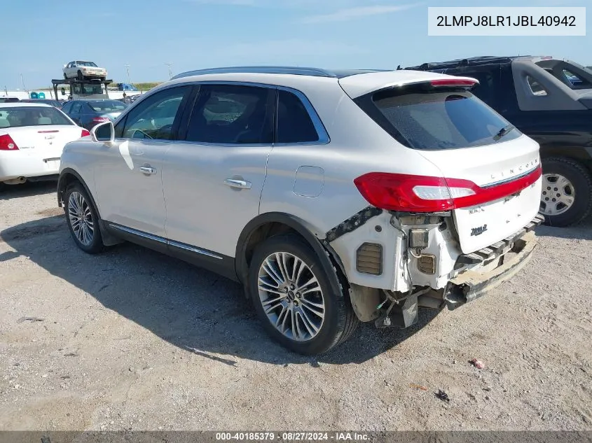 2LMPJ8LR1JBL40942 2018 Lincoln Mkx Reserve