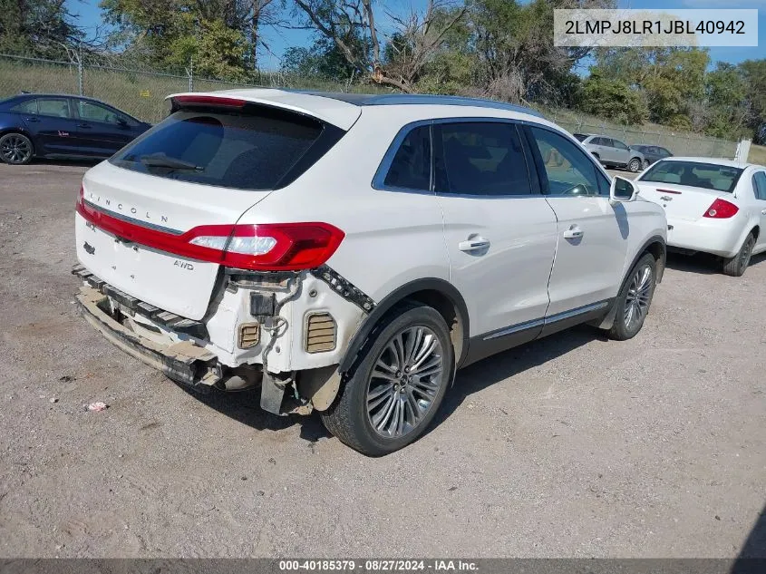 2018 Lincoln Mkx Reserve VIN: 2LMPJ8LR1JBL40942 Lot: 40185379