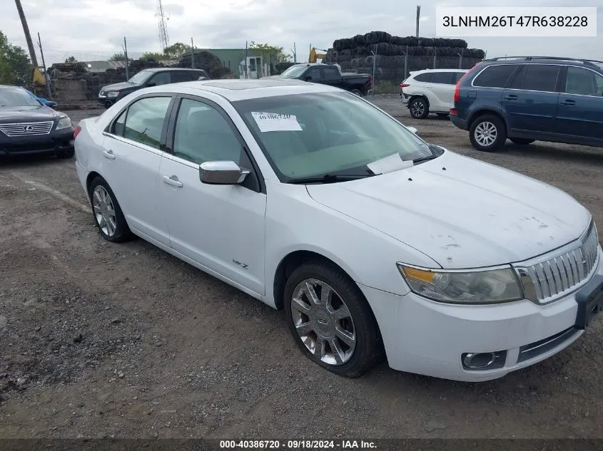 2007 Lincoln Mkz VIN: 3LNHM26T47R638228 Lot: 40386720