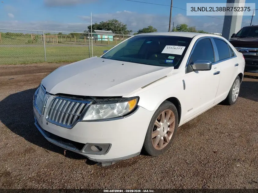 3LNDL2L38BR752375 2011 Lincoln Mkz Hybrid