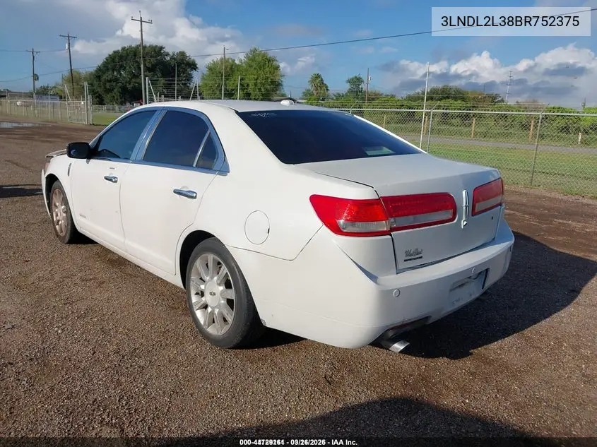 3LNDL2L38BR752375 2011 Lincoln Mkz Hybrid