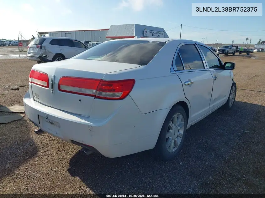 3LNDL2L38BR752375 2011 Lincoln Mkz Hybrid