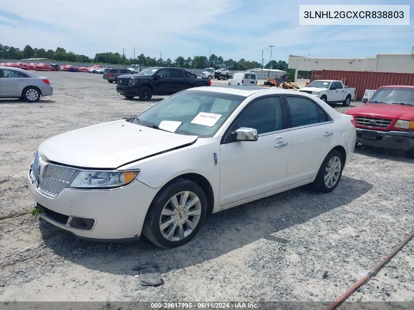 2012 Lincoln Mkz VIN: 3LNHL2GCXCR838803 Lot: 39617995