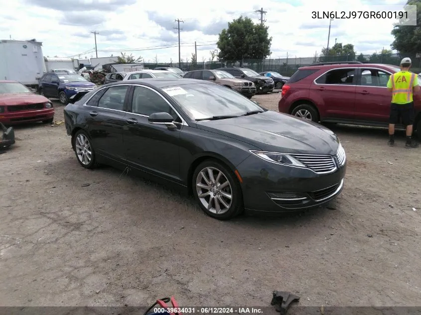 2016 Lincoln Mkz VIN: 3LN6L2J97GR600191 Lot: 39634031