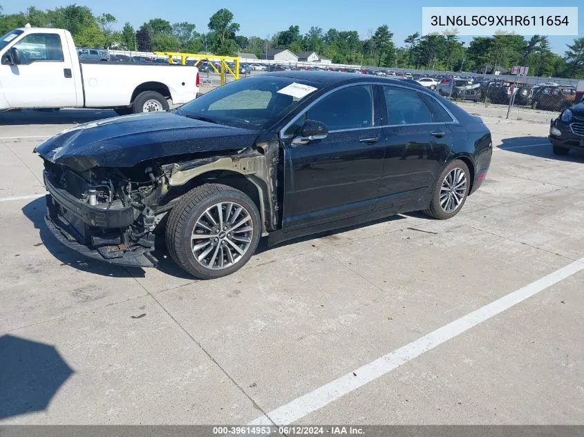 2017 Lincoln Mkz Select VIN: 3LN6L5C9XHR611654 Lot: 39614953