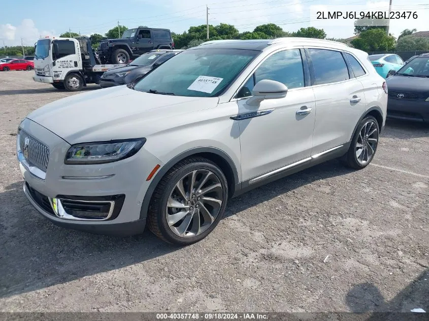 2019 Lincoln Nautilus Reserve VIN: 2LMPJ6L94KBL23476 Lot: 40357748