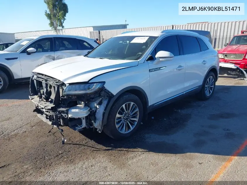 2LMPJ6K90KBL51471 2019 Lincoln Nautilus Select