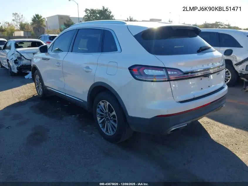 2LMPJ6K90KBL51471 2019 Lincoln Nautilus Select