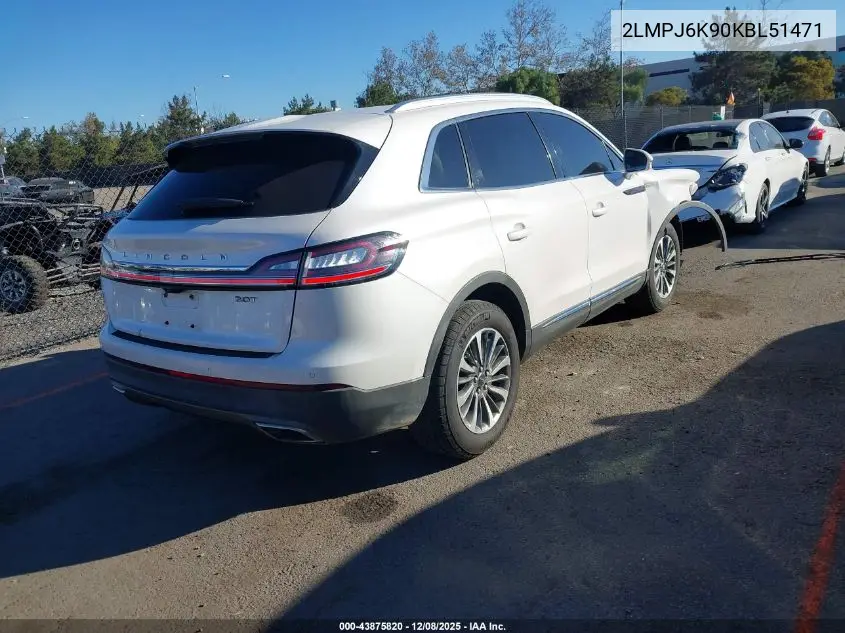2LMPJ6K90KBL51471 2019 Lincoln Nautilus Select