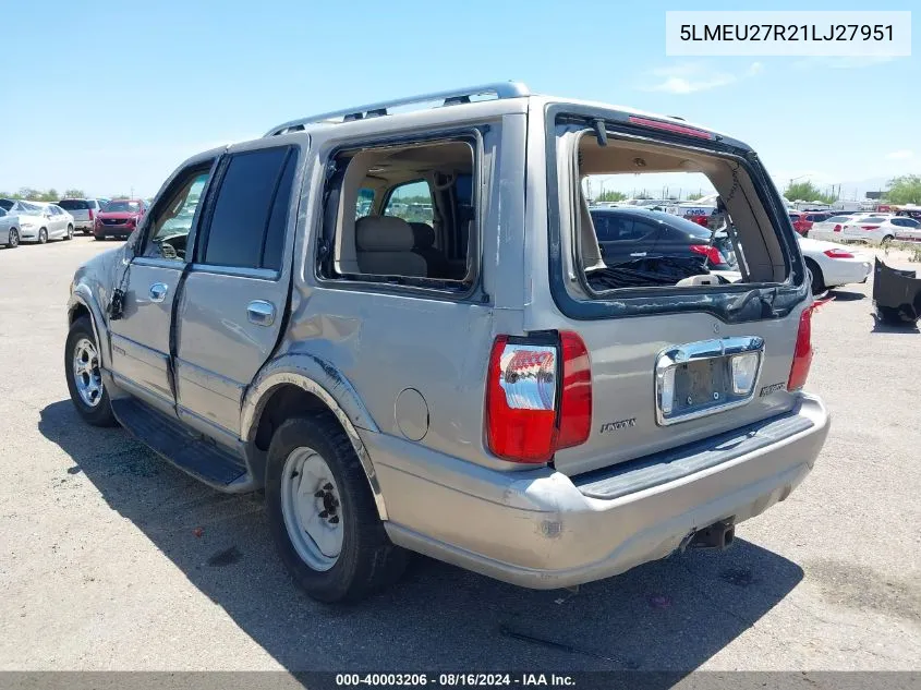 2001 Lincoln Navigator VIN: 5LMEU27R21LJ27951 Lot: 40003206