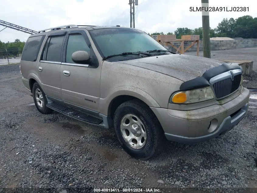 2001 Lincoln Navigator VIN: 5LMFU28A91LJ02381 Lot: 40013411