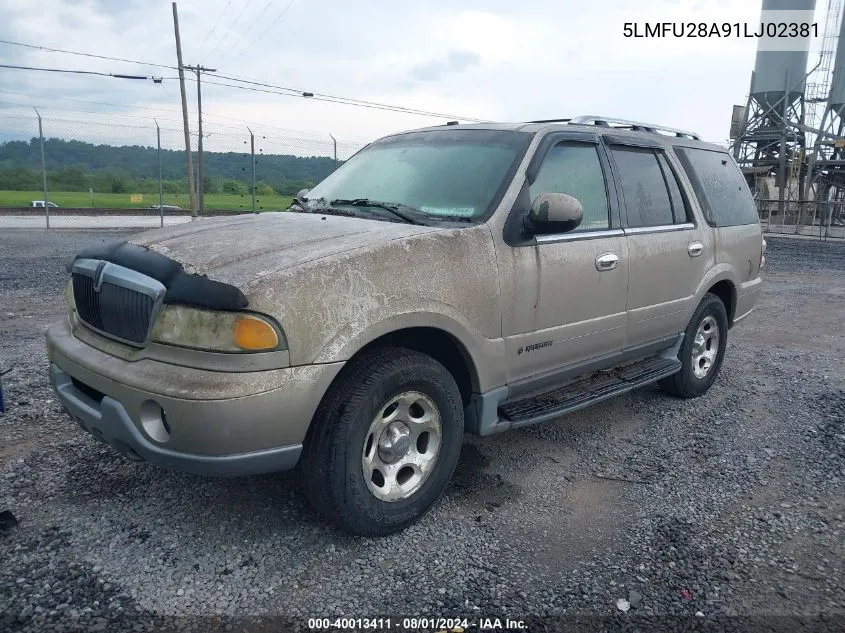 2001 Lincoln Navigator VIN: 5LMFU28A91LJ02381 Lot: 40013411