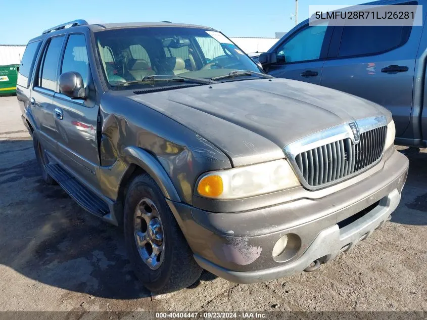 2001 Lincoln Navigator VIN: 5LMFU28R71LJ26281 Lot: 40404447