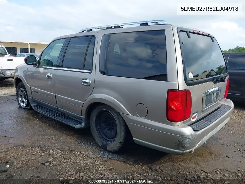 2002 Lincoln Navigator VIN: 5LMEU27R82LJ04918 Lot: 39795324