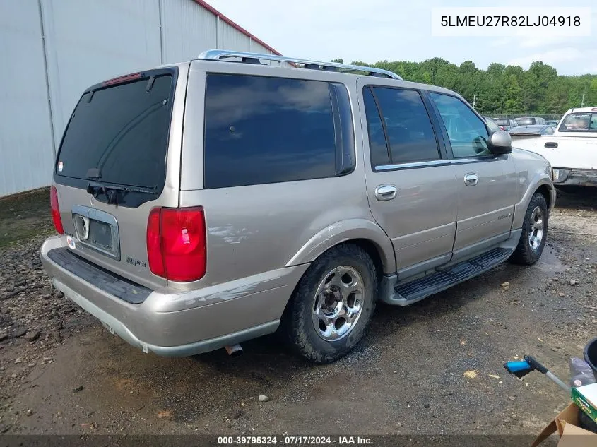 2002 Lincoln Navigator VIN: 5LMEU27R82LJ04918 Lot: 39795324