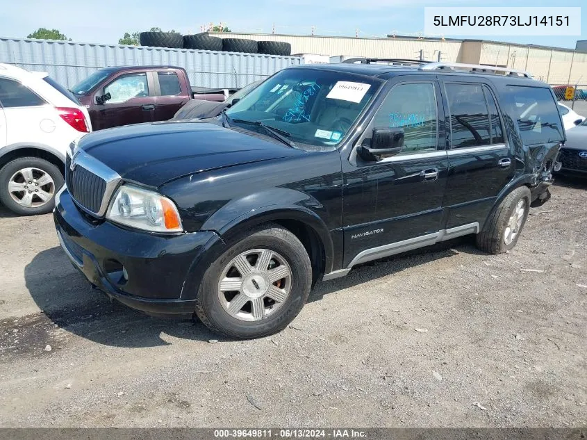 2003 Lincoln Navigator VIN: 5LMFU28R73LJ14151 Lot: 39649811