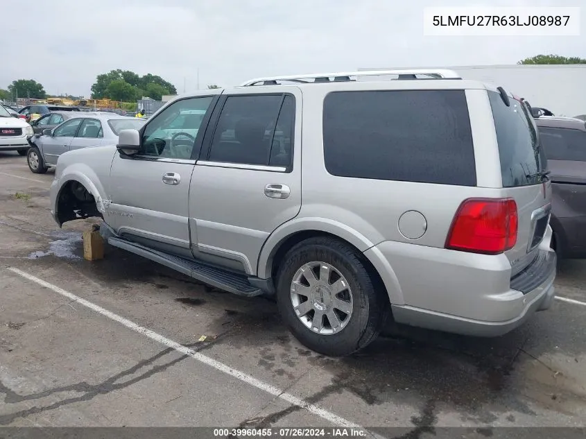 2003 Lincoln Navigator VIN: 5LMFU27R63LJ08987 Lot: 39960455