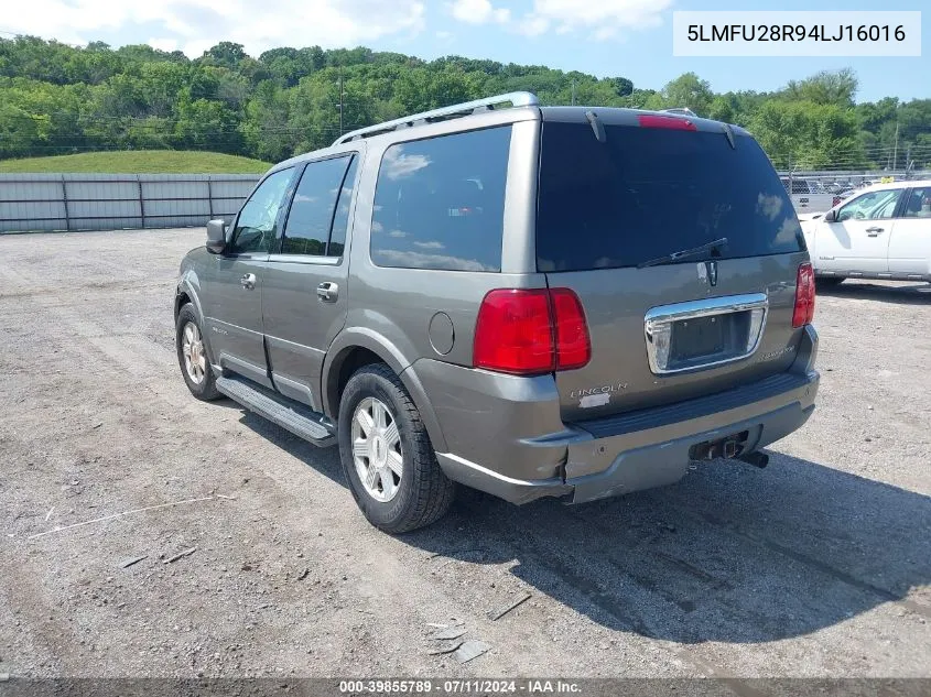 2004 Lincoln Navigator VIN: 5LMFU28R94LJ16016 Lot: 39855789