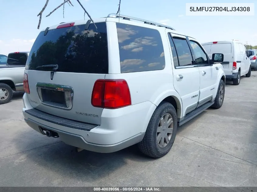 2004 Lincoln Navigator VIN: 5LMFU27R04LJ34308 Lot: 40039056