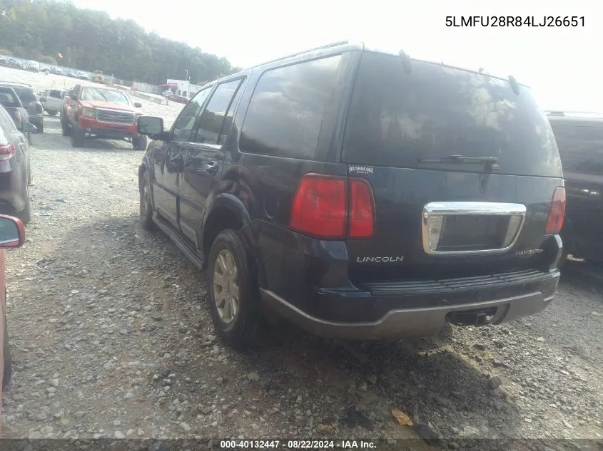 2004 Lincoln Navigator VIN: 5LMFU28R84LJ26651 Lot: 40132447