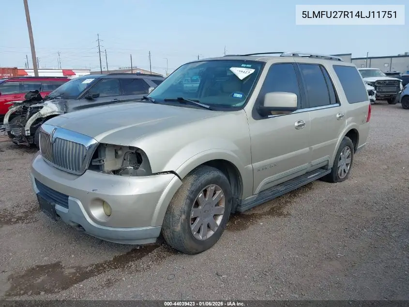 2004 Lincoln Navigator VIN: 5LMFU27R14LJ11751 Lot: 44039423