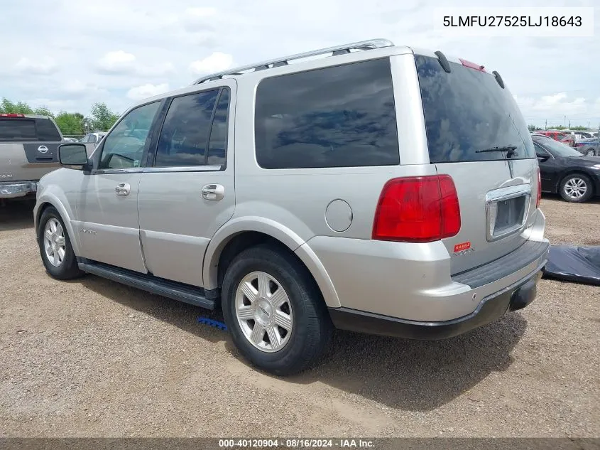 2005 Lincoln Navigator VIN: 5LMFU27525LJ18643 Lot: 40120904