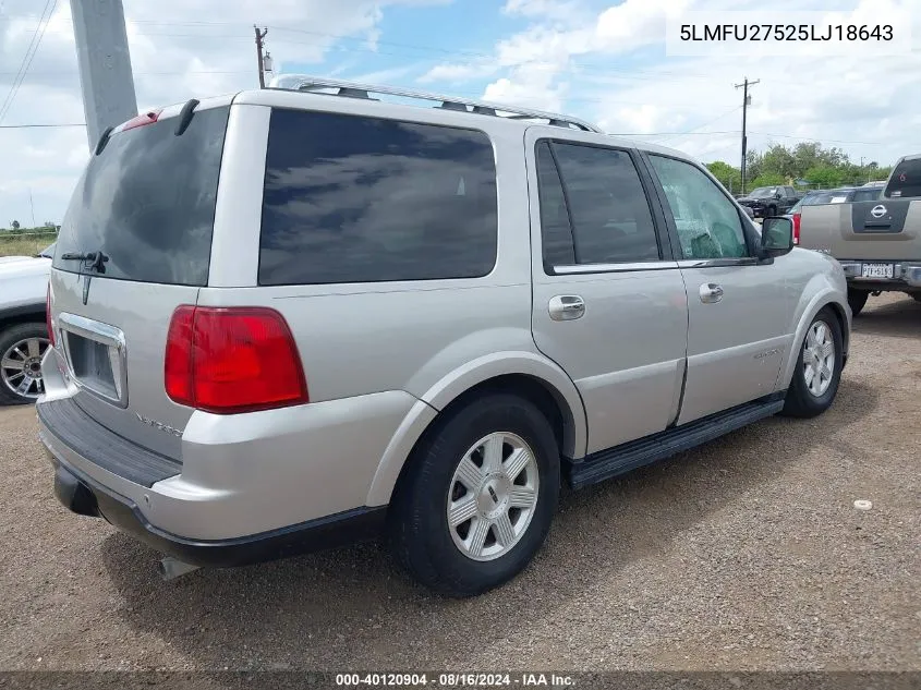 2005 Lincoln Navigator VIN: 5LMFU27525LJ18643 Lot: 40120904