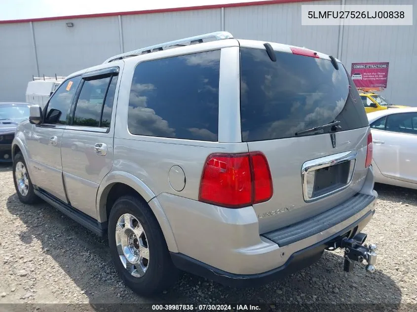 2006 Lincoln Navigator Luxury/Ultimate VIN: 5LMFU27526LJ00838 Lot: 39987835