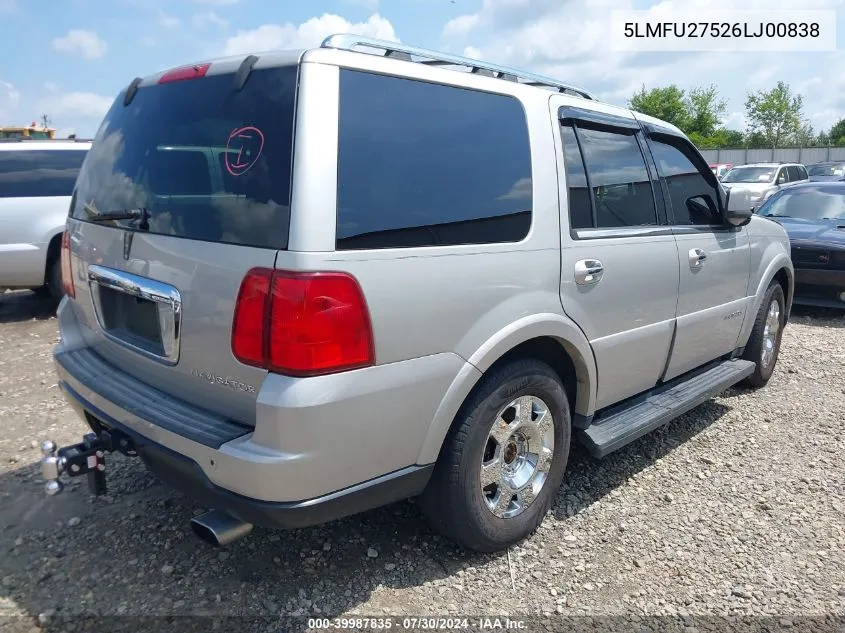 2006 Lincoln Navigator Luxury/Ultimate VIN: 5LMFU27526LJ00838 Lot: 39987835