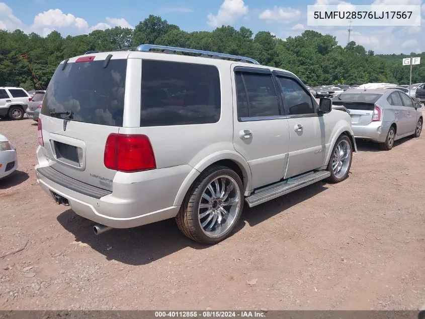 2006 Lincoln Navigator VIN: 5LMFU28576LJ17567 Lot: 40112855