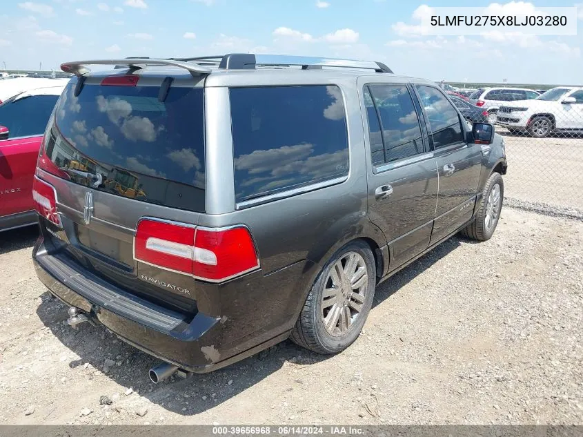 2008 Lincoln Navigator VIN: 5LMFU275X8LJ03280 Lot: 39656968