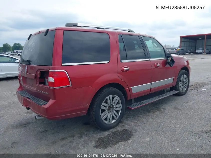 2008 Lincoln Navigator VIN: 5LMFU28558LJ05257 Lot: 40104676