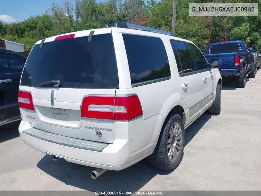 2010 Lincoln Navigator VIN: 5LMJJ2H5XAEJ00942 Lot: 40036015