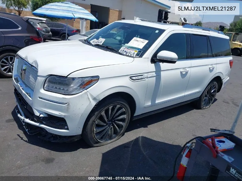 2021 Lincoln Navigator Reserve VIN: 5LMJJ2LTXMEL21287 Lot: 39867745