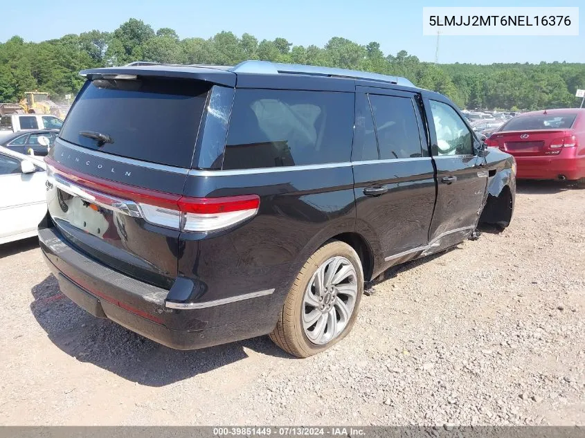 2022 Lincoln Navigator VIN: 5LMJJ2MT6NEL16376 Lot: 39851449