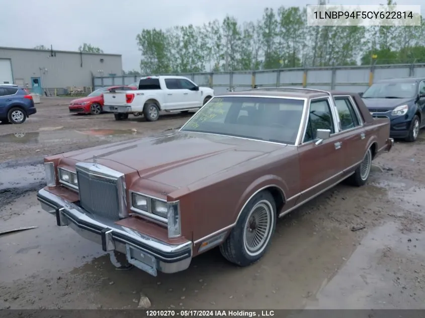 1982 Lincoln Town Car VIN: 1LNBP94F5CY622814 Lot: 12010270