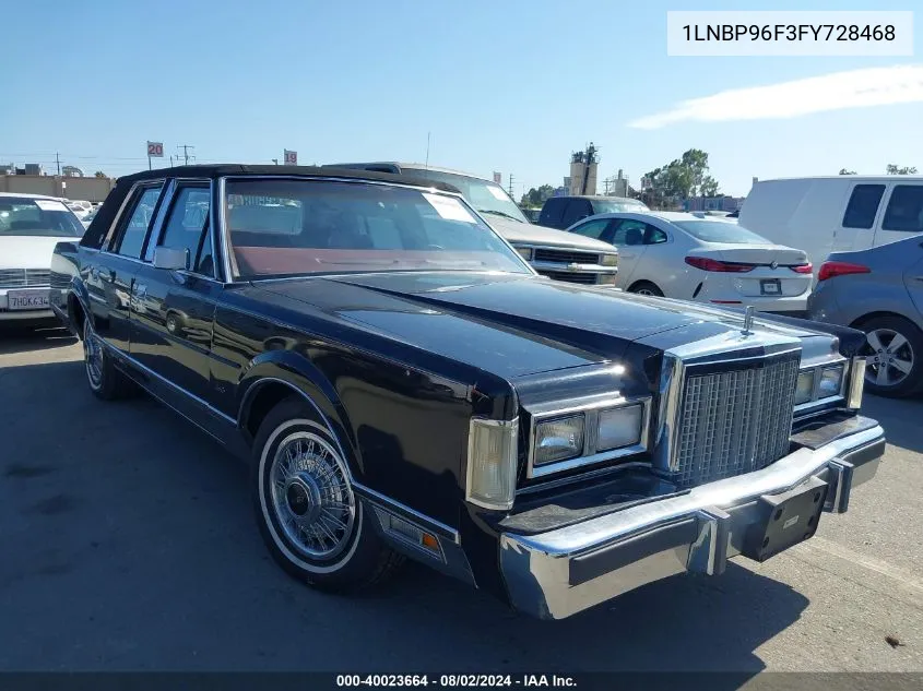 1985 Lincoln Town Car VIN: 1LNBP96F3FY728468 Lot: 40023664