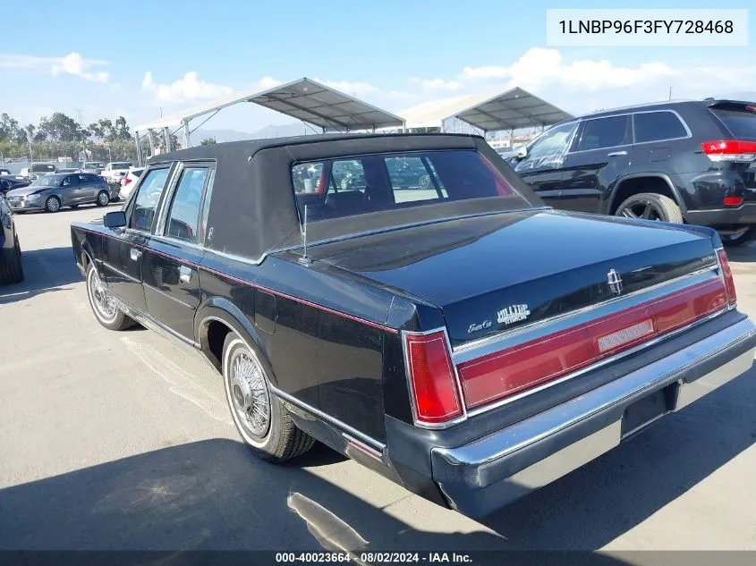 1985 Lincoln Town Car VIN: 1LNBP96F3FY728468 Lot: 40023664