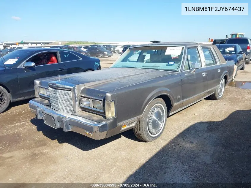 1988 Lincoln Town Car VIN: 1LNBM81F2JY674437 Lot: 39804595