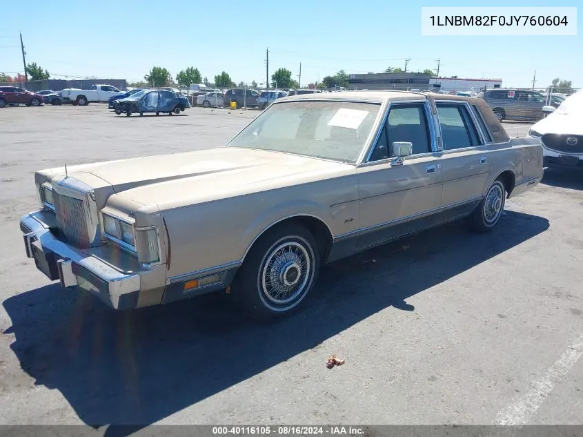 1988 Lincoln Town Car Signature VIN: 1LNBM82F0JY760604 Lot: 40116105