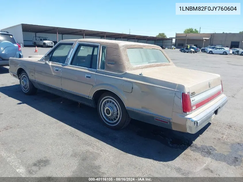 1988 Lincoln Town Car Signature VIN: 1LNBM82F0JY760604 Lot: 40116105